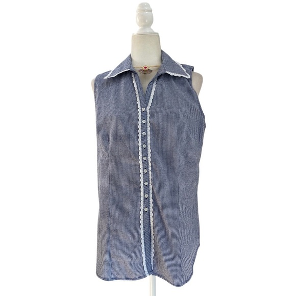 Lanz of Salzburg Pajama Set with Robe Seersucker Blue White Check Lace Trim - Picture 3 of 15